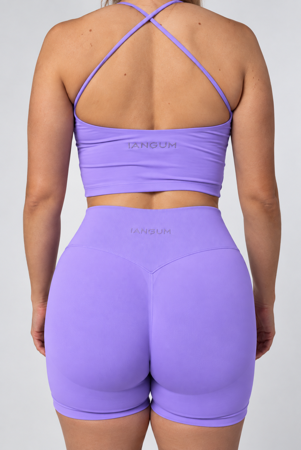 Sculpt Gym Shorts purple. back view